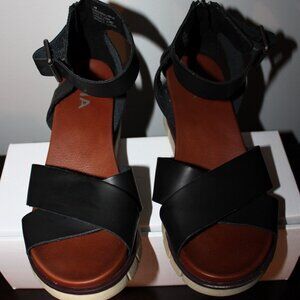 MIA sandals, black w/buckle ankle strap
